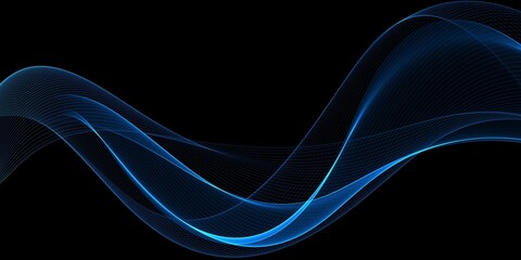 Abstract blue wave on black background
