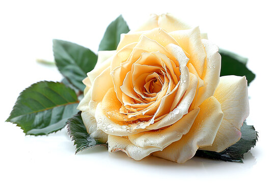 Floral yellow rose on white background