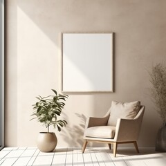 Beige Modern Interior Wall Art Frame Poster Mockup Instagram Post