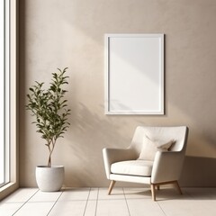 Beige Modern Interior Wall Art Frame Poster Mockup Instagram