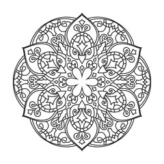 Mandala black and white coloring page vector illustration