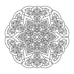 Mandala black and white coloring page vector illustration