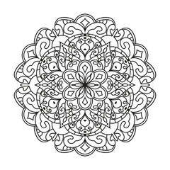Mandala black and white coloring page vector illustration