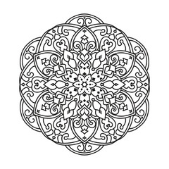 Mandala black and white coloring page vector illustration