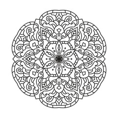 Anti-stress coloring book page for adults. outline mandala vector flower