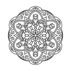 Anti-stress coloring book page for adults. outline mandala vector flower