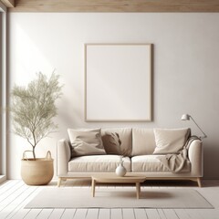 Beige Modern Interior Wall Art Frame Poster Mockup Instagram Post
