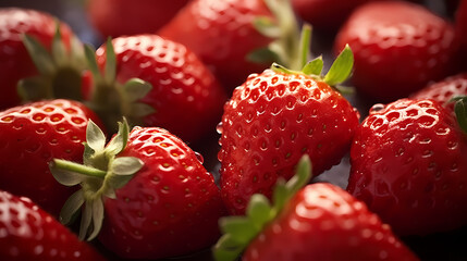 Ripe strawberries and copy space