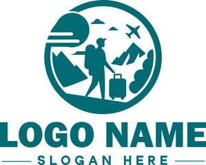 Travel Logo Tourism Logo adventure, tour, outdoor, camping, mountain, hunting, hiking, travel logo icon design editable vector