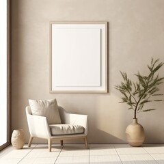 Beige Modern Interior Wall Art Frame Poster Mockup Instagram 