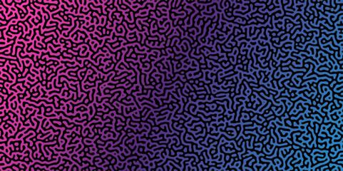 Abstract Reaction-diffusion or Turing pattern natural texture,in a coral blue and pink gradient colour scheme. Linear design with biological shapes.Organic lines in memphis. abstract turing organic .