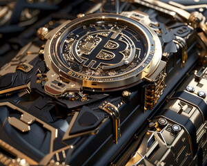 High-end luxury gadgets integrated with bitcoin blockchain technology, future finance