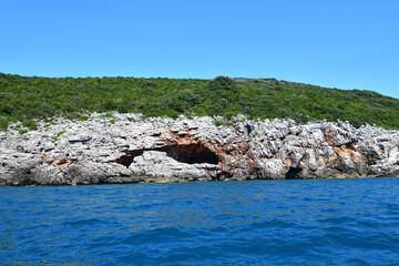 Cave in the rock on the seashore in Montenegro