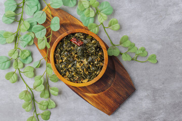 Traditionally cooked spinach and mixed with spices and coconut. Agathi Keerai recipe Tamil Nadu style. keerai poriyal made with green leaf and coconut.