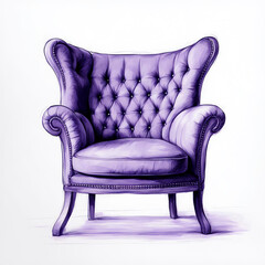 purple upholstered armchair for the interior of the house, furniture design. artificial intelligence generator, AI, neural network image. background for the design.