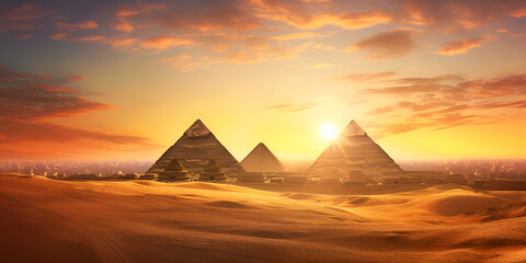 Journey Through Time: Exploring the Mystical Beauty of the Egyptian Pyramids as the Sun Sets on an Ancient Horizon