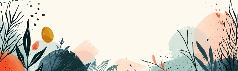 Abstract Easter background with lines and flowers