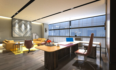 3d render of modern working office interior