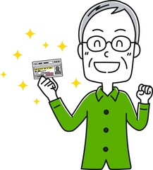 よつばマークを持った高齢男性2