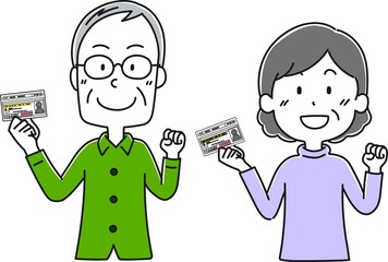免許を持った高齢者と高齢女性