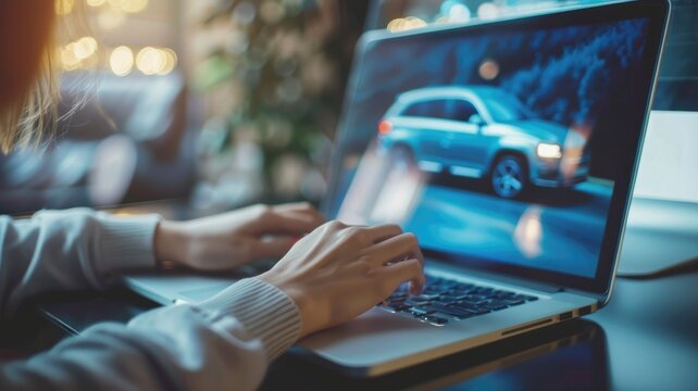woman finding information for buy a car. generative ai