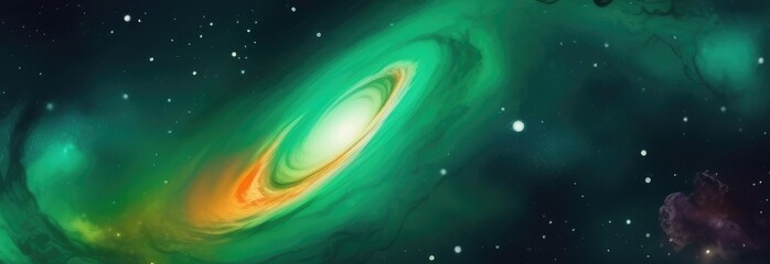 Banner. Space background. A colorful cosmos with stardust and the Milky Way. A magical colored galaxy. Watercolor illustration.