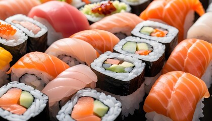 sushi variety macro background