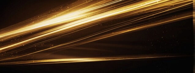 Fototapeta na wymiar Vector Abstract, science, futuristic, energy technology concept. Digital image of light rays, stripes lines with gold light, speed and motion blur over dark gold background. 