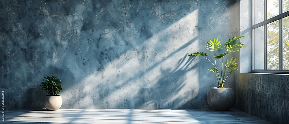 Poster Shadows and light from windows create a gray backdrop for product presentations