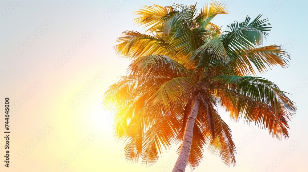 Poster Tree of coconut palm isolated on white background.