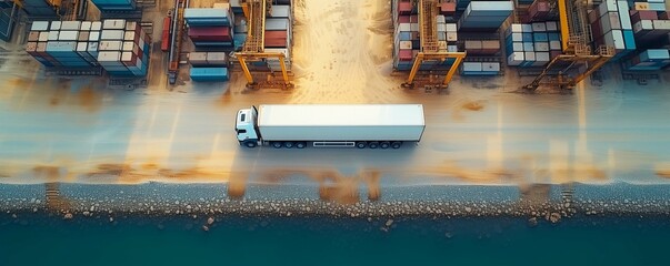  White truck in front of an industrial logistics building