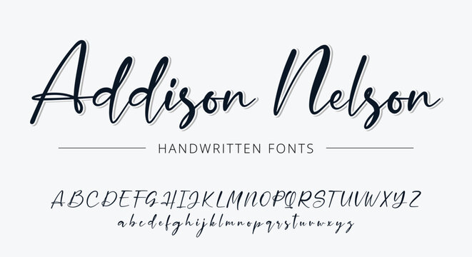 Signature Calligraphy Font Set. Logotype Handwritten Script Brush Font. Vector alphabet letter logo font. Handrawn ABC typography  Lettering.