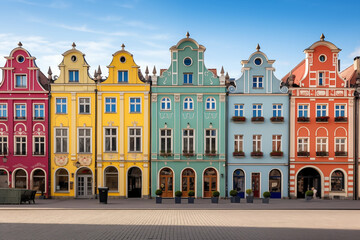 Colorful renaissance house facades