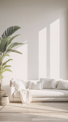 modern bright living room with empty walls