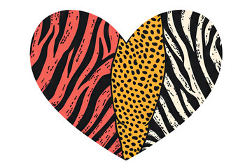 Illustration of a Heart with Animal Print Pattern for Valentine's Day