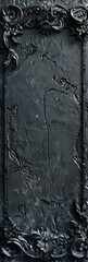 Dark Silver Background with Metal Frame and Elements in the Style of Silver Metallic Carvings - Naturalistic Softbox Lighting Canvas - Silver Lightbox Background created with Generative AI Technology