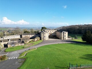 Aerial view of the currently unoccupied Gilling Castle in Gilling East, North Yorkshire England