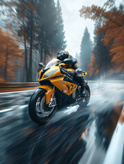 Illustration d'un pilote sur une belle moto sur une route