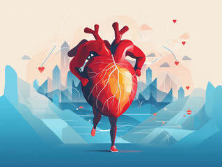 cardiovascular heart health and exercise banner  - obrazy, fototapety, plakaty