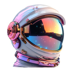 A 3D animated cartoon render of an astronaut in a colorful helmet with a mirrored visor.