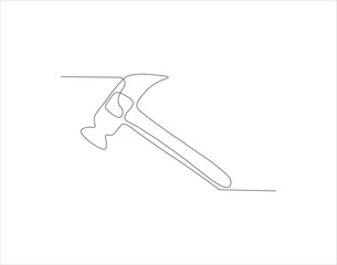 Continuous Line Drawing Of Hammer. One Line Of Hammer. Hammer Continuous Line Art. Editable Outline.