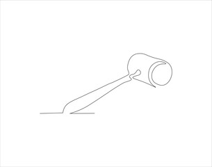Continuous Line Drawing Of Hammer. One Line Of Hammer. Hammer Continuous Line Art. Editable Outline.