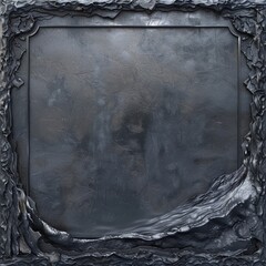 Dark Silver Background with Metal Frame and Elements in the Style of Silver Metallic Carvings - Naturalistic Softbox Lighting Canvas - Silver Lightbox Background created with Generative AI Technology
