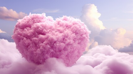 Romantic pink cloud heart shaped in dreamy sky background for valentine s day concept