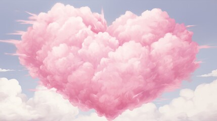 Romantic pink cloud heart shape in dreamy sky background for love and valentine s day concepts