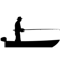 fisherman fishing on a boat illustration silhouette isolated