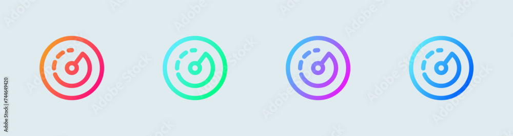 Poster speedometer line icon in gradient colors. speed indicator signs vector illustration.