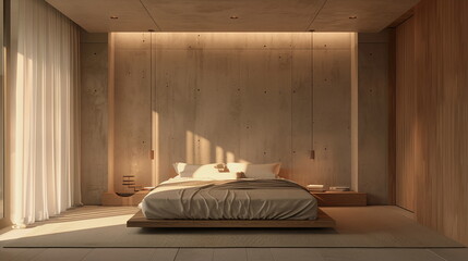 Bedroom with modern interior and with empty walls