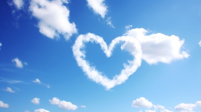 Heart shaped cloud symbolizing love, romance, creating a dreamy and whimsical atmosphere in nature.