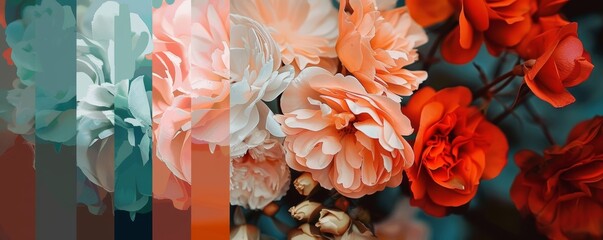 Gradient Blossoms: Artistic Floral Composition